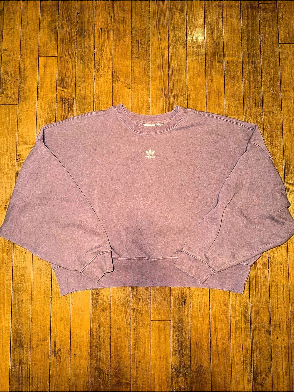 adidas Adicolor Trefoil Athletic Crew Sweatshirt Cropped Crewneck Sweatshirt Pur